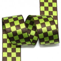 연두/밤색 바둑판(자카드)