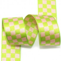 연두/베이지 바둑판(자카드)