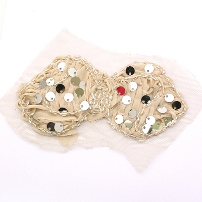 연베이지/YS67 스팽글리본(쉬폰장식)