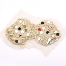 연베이지/YS67 스팽글리본(쉬폰장식)