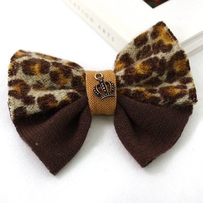 밤색/왕관포인트 호피무늬리본(원단장식)