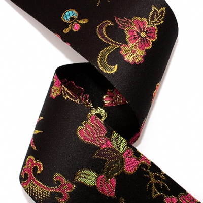 검정/금사 한복전통무늬(원단리본)