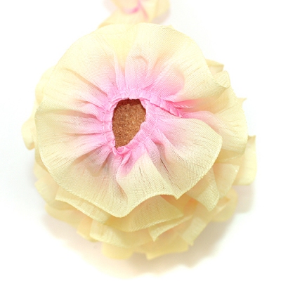 연노랑/핑크 융착오간디투톤(잔주름레이스)