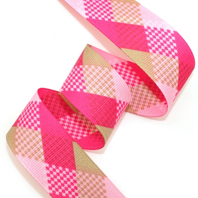 체리/핑크 마름모체크(양면골전사)