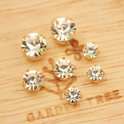 투명/큐빅 원형알란 데코/골드(금속장식)