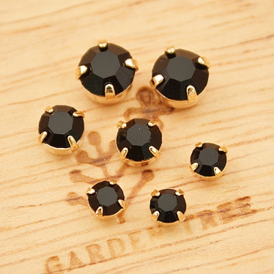 검정/큐빅 원형알란 데코/골드(금속장식)