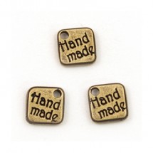 정사각 핸드메이드 펜던트/신주(금속장식)