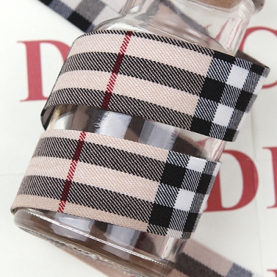 베이지/영국체크패턴(원단리본)