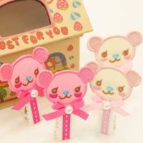 B221 곰돌이스티치집게핀-한쌍(d.i.y 세트)