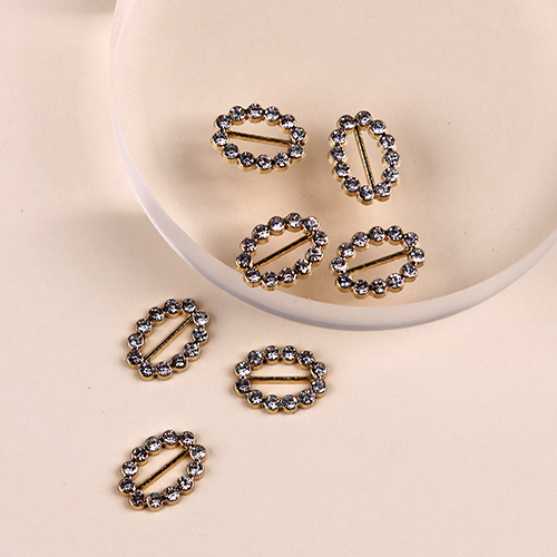 타원작은큐빅 버클/골드(금속장식)