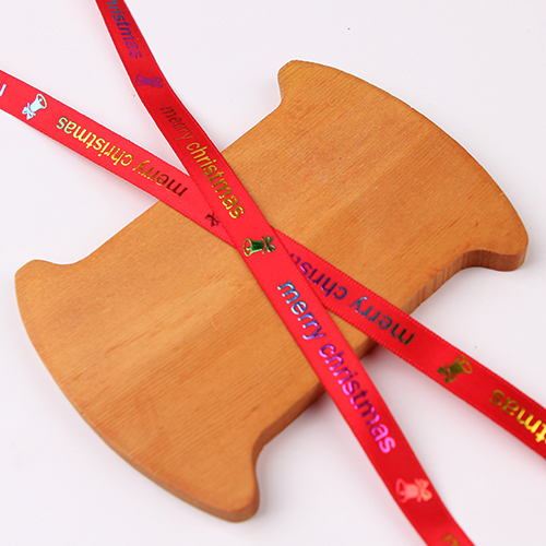 빨강/무지개금박 크리스마스리본