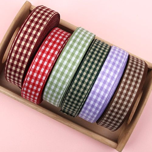 넓은체크 리본 (6색Set)-1마