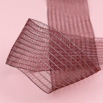 자주색/줄무늬망사(원단리본)