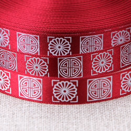 자주색/은색 사각전통문양(공단프린트)