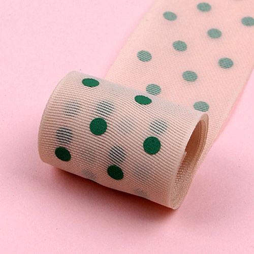 연베이지/초록색 실리콘땡땡이(매쉬프린트)