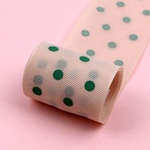 연베이지/초록색 실리콘땡땡이(매쉬프린트)