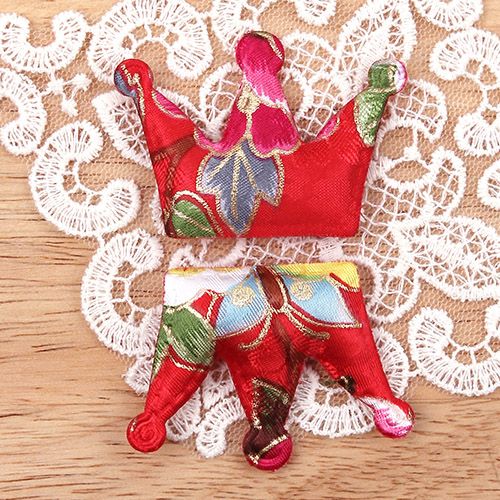 빨강색/플라워패턴 비단왕관(초음파장식)