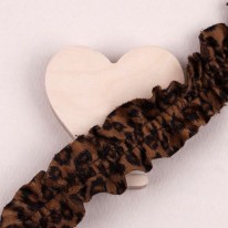 갈색/3cm레오파드호피 양면샤링레이스