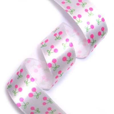 [20%할인]귀여운체리/흰색바탕핑크(공단전사프린트)