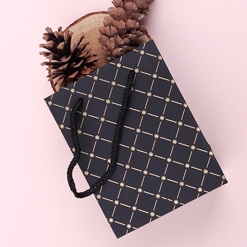 금색/사선블랙웰 종이쇼핑백-[小]